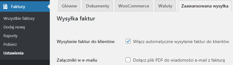 Faktury WooCommerce Zaawansowana Wysyłka ustawienia