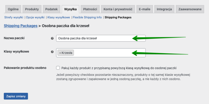 Shipping Packages - Tworzenie nowej paczki