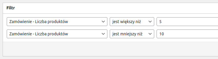 Filtr liczba produktów