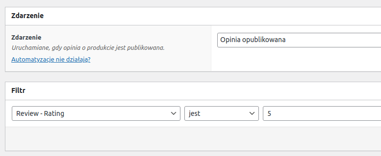 Filtr ocena recenzji