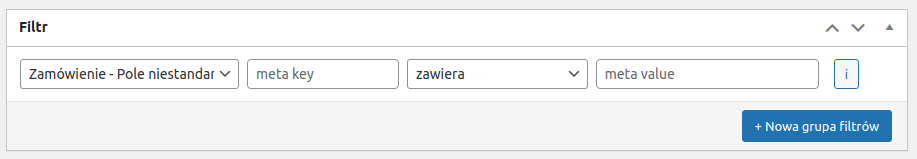 Filtr pole niestandardowe