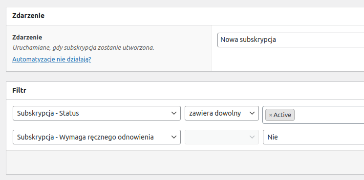 Filtr subskrybcji
