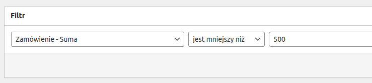 Filtr suma zamówienia