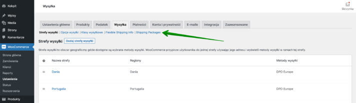 Ustawienia wysyłki WooCommerce - Shipping Packages