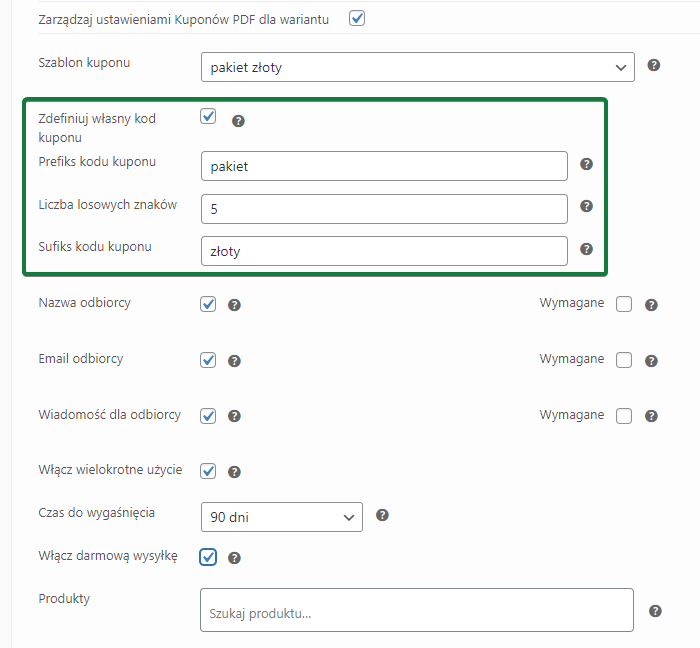 Kupony pdf w WooCommerce