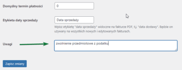 Gdzie dodać uwagi przy modyfikacji faktur woocommerce