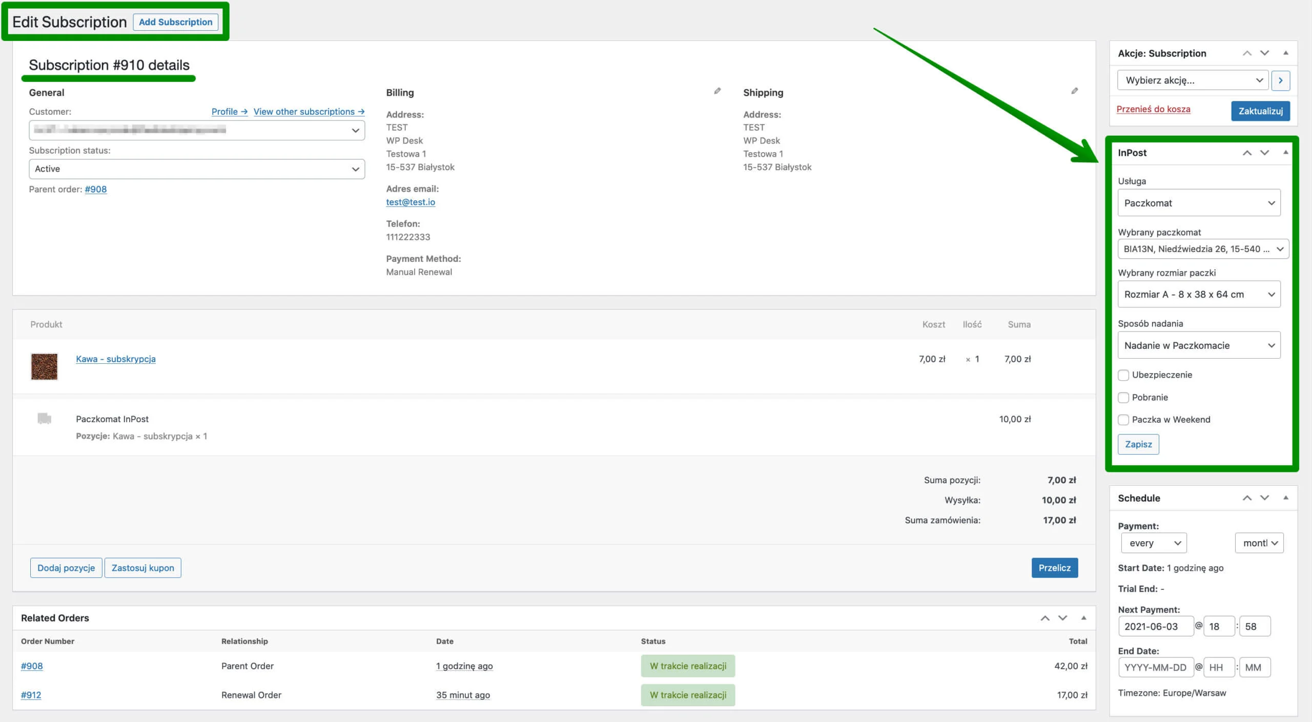 Edycja subskrypcji WooCommerce Subscriptions