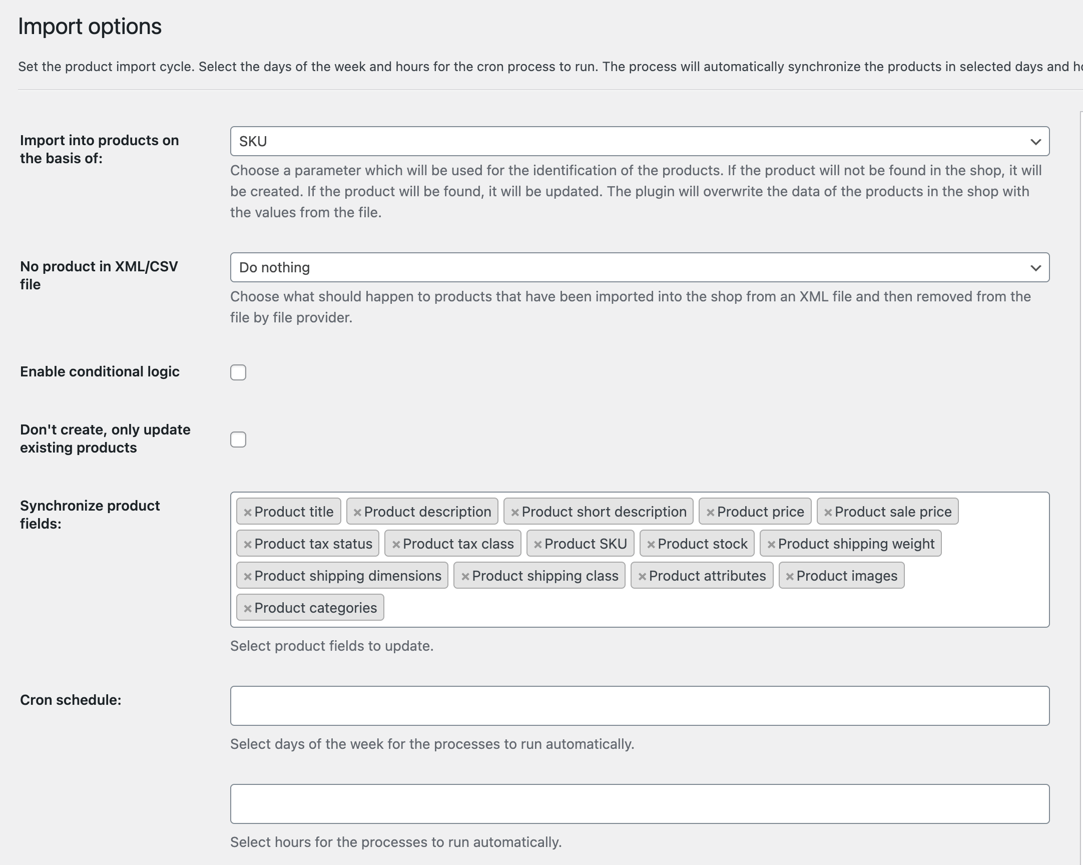 Dropshipping XML WooCommerce Product Import Options