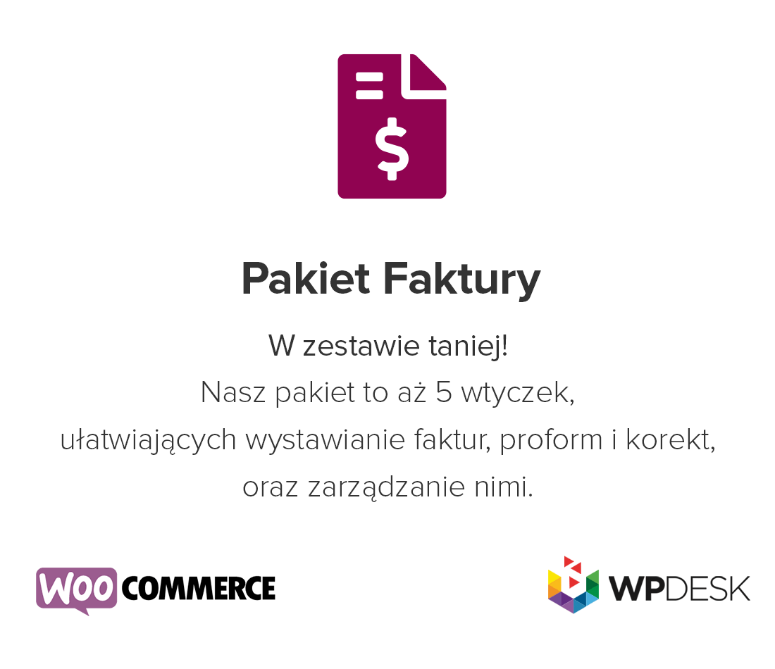 Pakiet - wtyczki Faktury WooCommerce