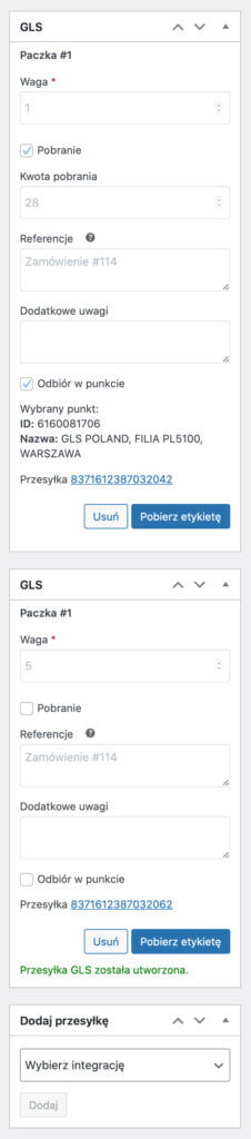 GLS WooCommerce - Dodatkowe przesyłki