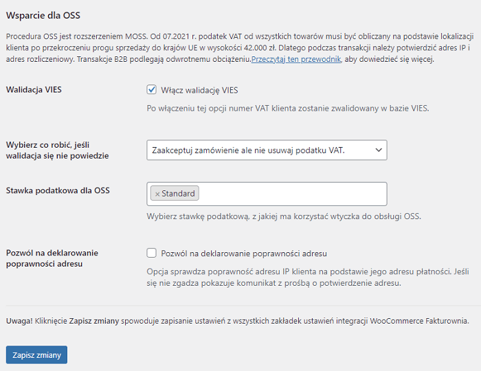 Mechanizm OSS w WooCommerce we wtyczce Fakturownia WooCommerce