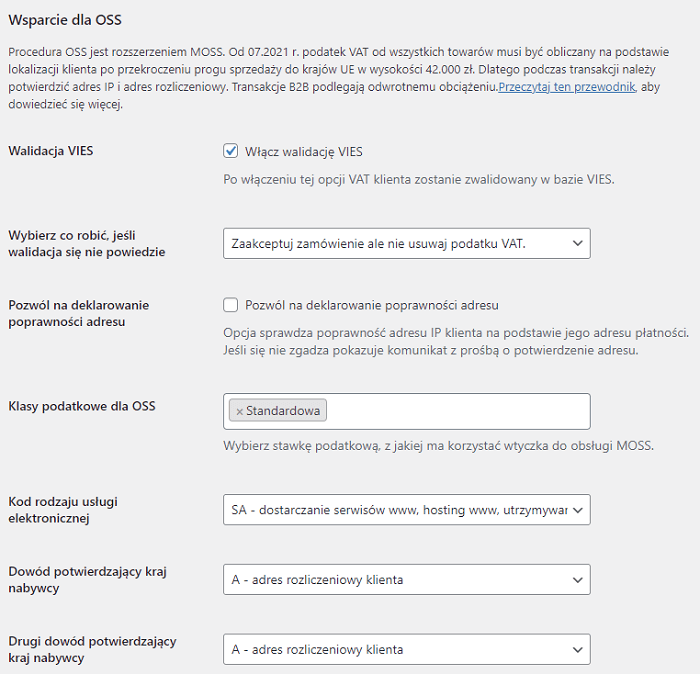 WFirma mechanizm OSS w WooCommerce