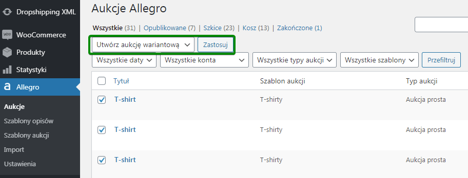 Jak dodać warianty na Allegro ze sklepu WooCommerce