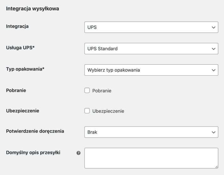 Flexible Shipping integracja UPS - opcje