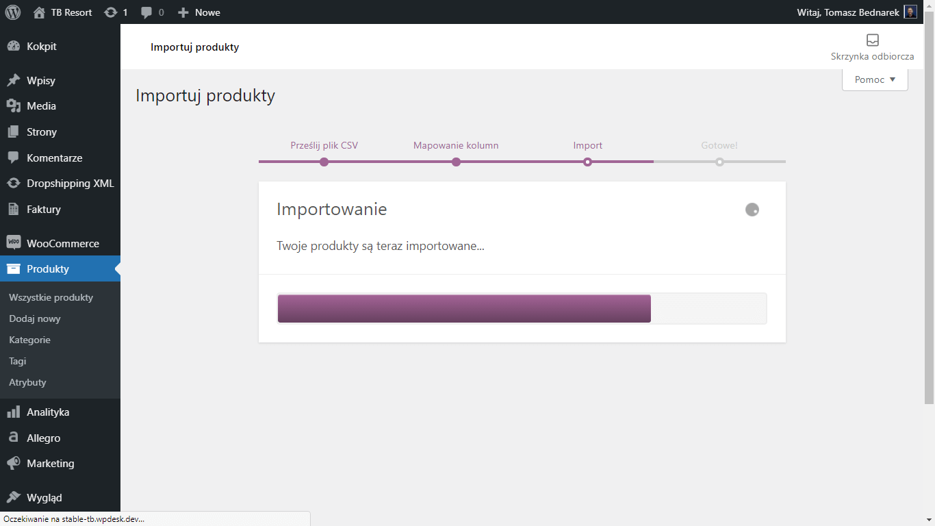 WooCommerce - wbudowany proces masowego importu produktów