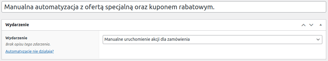 manualne uruchomienie akcji