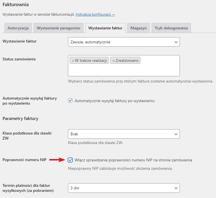 Fakturownia komunikat 422 i poprawność numeru NIP WooCommerce