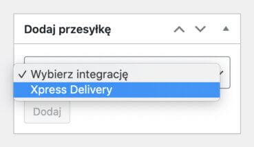 Metabox "Dodaj przesyłkę"