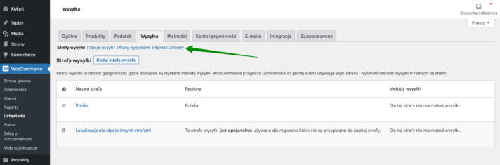 Ustawienia wysyłki WooCommerce - Xpress Delivery