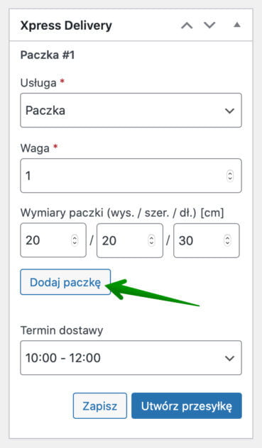 Dodaj paczkę Xpress Delivery