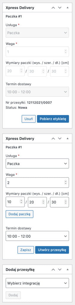 Xpress Delivery WooCommerce dodatkowe przesyłki