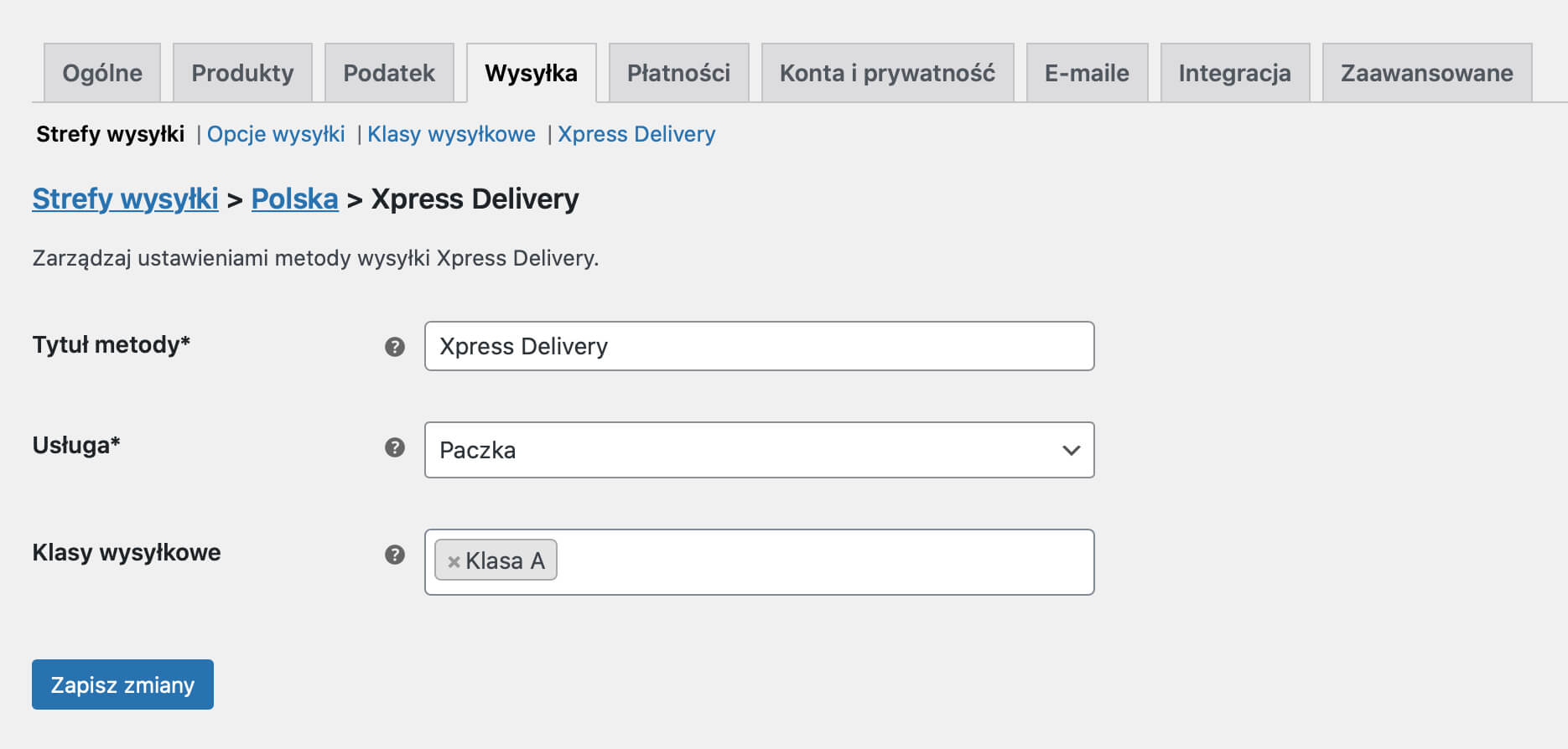 Konfiguracja metody wysyłki Xpress Delivery
