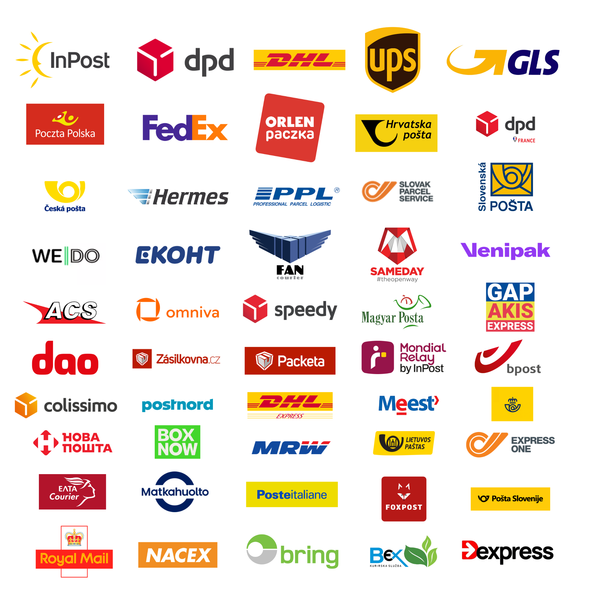 Punkty Odbioru - loga obsługiwanych przewoźników