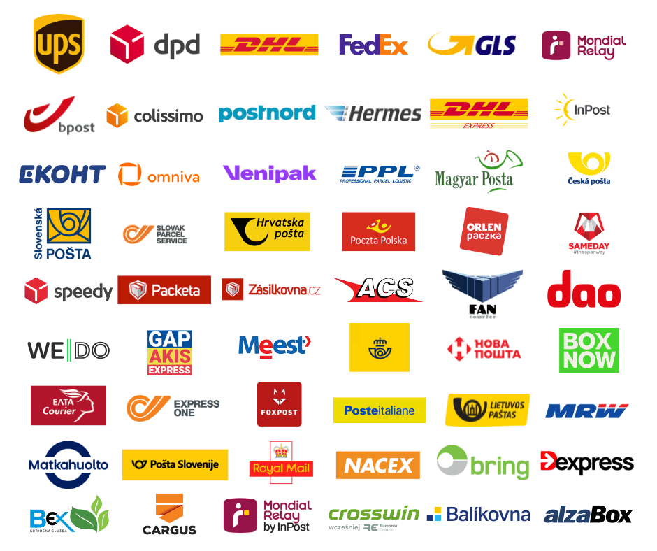 lista kurierów z ich logo we wtyczce Punkty Odbioru WooCommerce