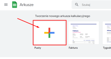 Stwórz nowy arkusz Google