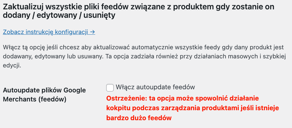 Automatyczna aktualizacja feedu produktów w Google Merchant Center WooCommerce.