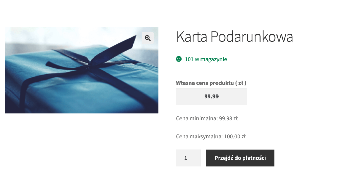 Własna cena produktu WooCommerce - strona produktowa