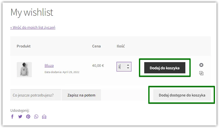 dodaj dostępne produkty do koszyka