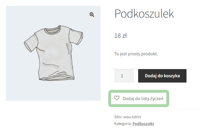 elastyczna lista życzeń na stronie produktu