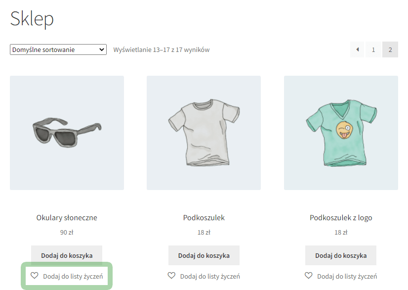 Elastyczna Lista Życzeń WooCommerce na stronie sklepu