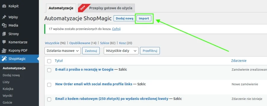 edycja automatyzacji ShopMagic