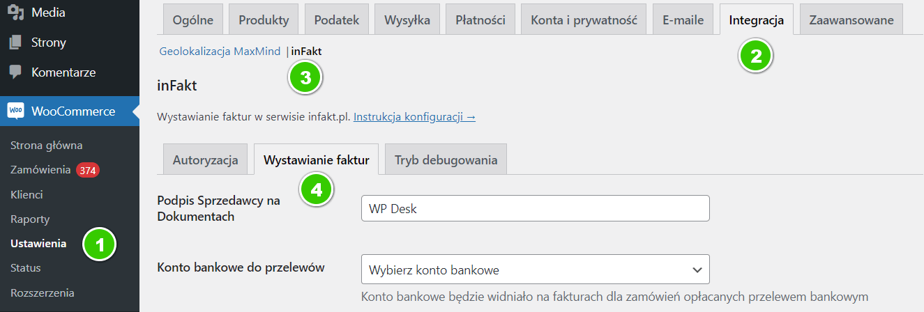 Ustawienia inFakt WooCommerce