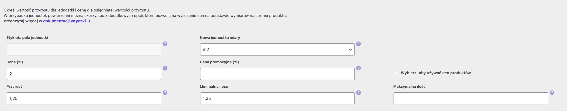 Kalkulator miar WooCommerce - ustawienia główne kalkulatora