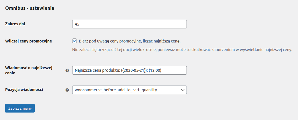Ustawienia wtyczki