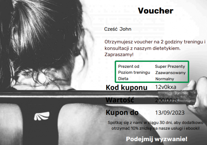 Personalizowany kupon PDF WooCommerce - własne pola i szortkody