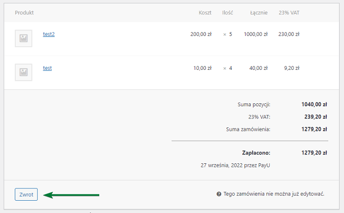 Inicjowanie częściowego lub całościowego zwrotu w WooCommerce