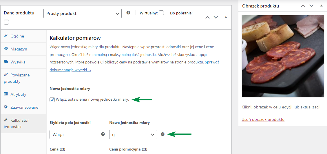 Nowa jednostka miary dla produktu WooCommerce