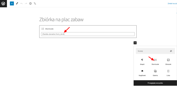 Dodawanie formularza darowizn wordpress na stronę