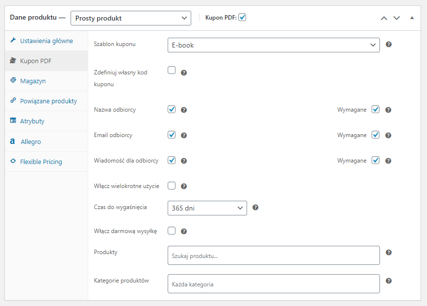 Konfiguracja karty podarunkowej WooCommerce