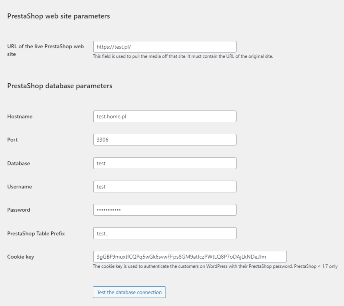 migracja prestashop prestashop web site parameters