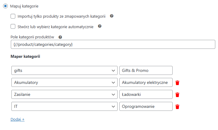 Mapowanie kategorii w Dropshipping XML import produktów WooCommerce
