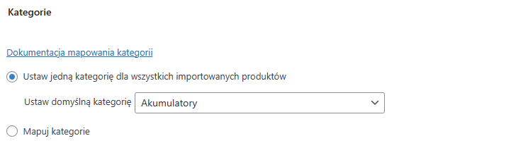 Ustaw jedną kategorię dla wszystkich importowanych produktów