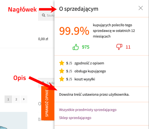 Opinie Allegro WooCommerce - widok na stronie sklepu