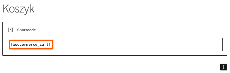 woocommerce koszyk shortcode cart
