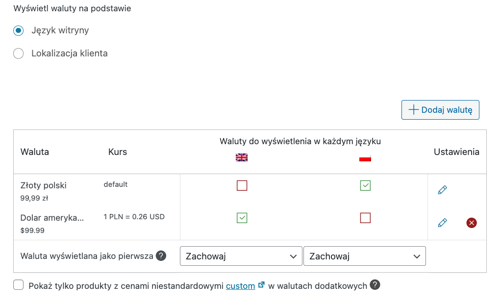 Omnibus WooCommerce i WPML - automatyczne przewalutowania