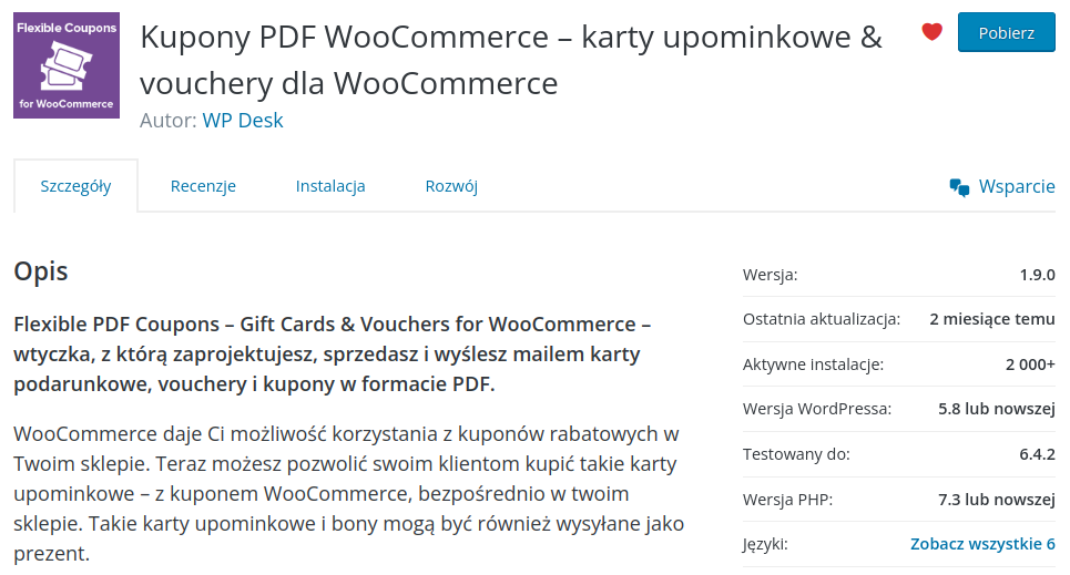 Kupony PDF WooCommerce darmowe wtyczki
